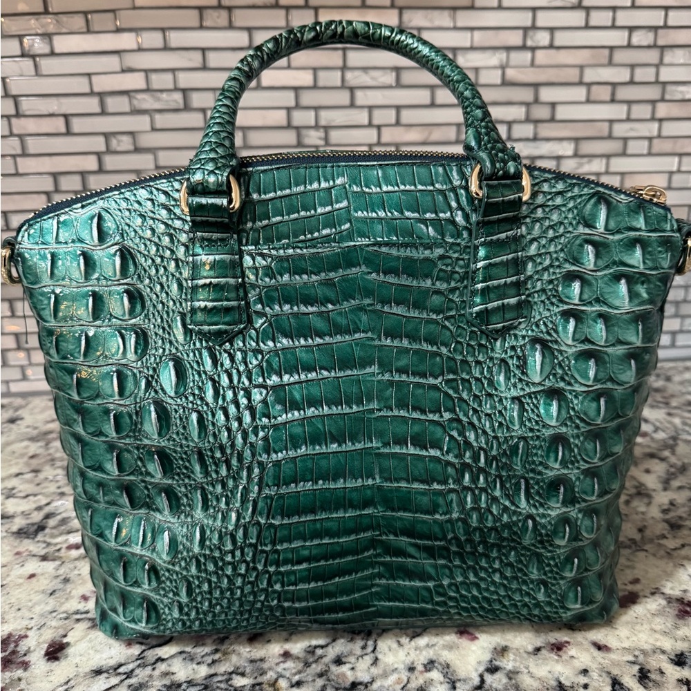 Brahmin Teal Crocodile-Embossed Satchel - Picture 6 of 8